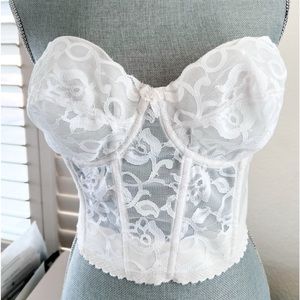 Off White Lace Underwire Corset Bustier